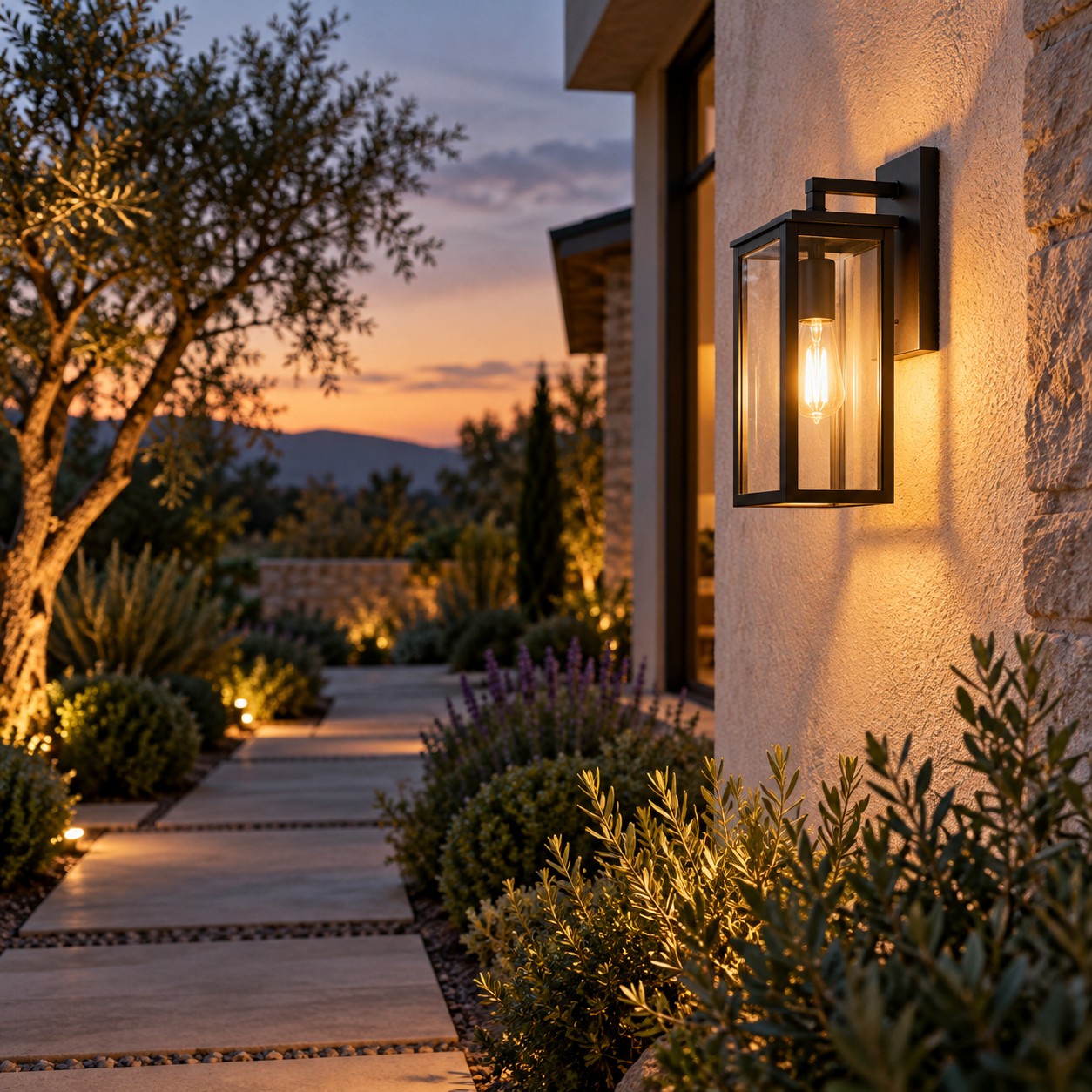 Wall lantern outdoor lighting atmosphere
